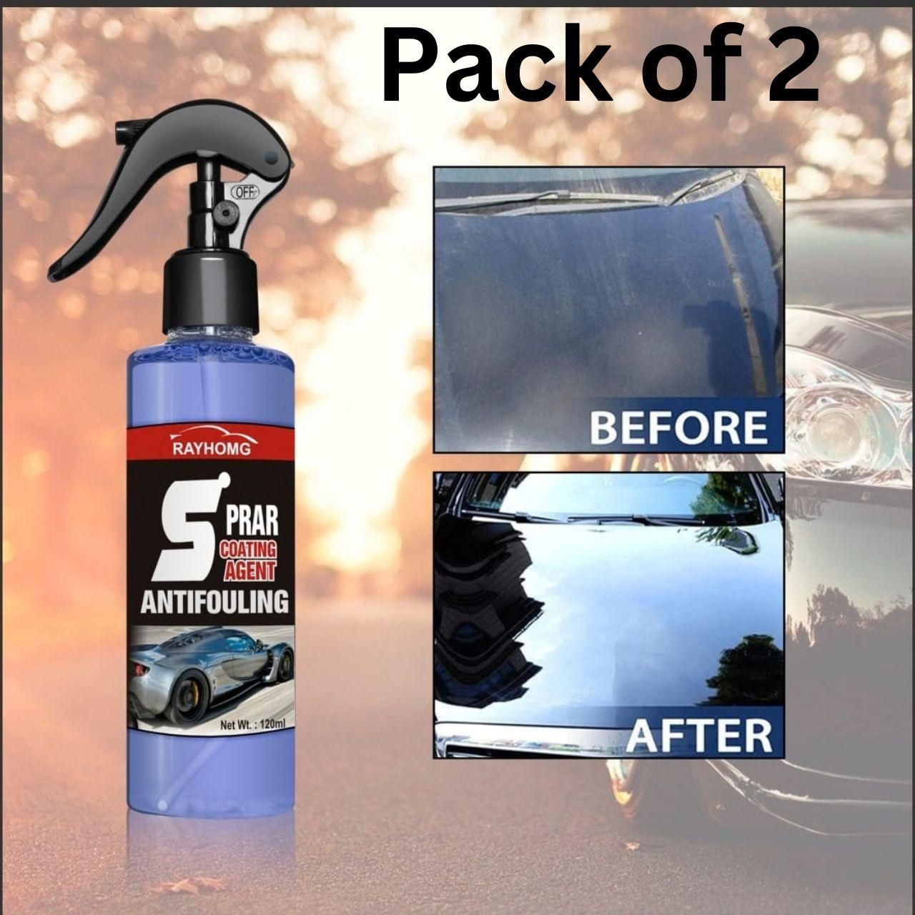 3-in-1 High Protection Car Coating Spray (Pack of 2) - Hydrophobic Polish & Shine