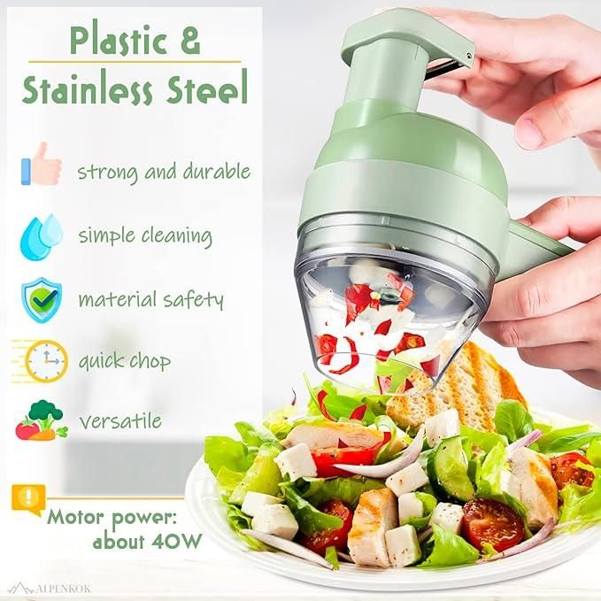 4-in-1 Handheld Electric Vegetable Cutter & Chopper (USB Rechargeable)