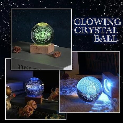 3D Glowing Crystal Ball Night Light with Wooden Base (Assorted Designs)