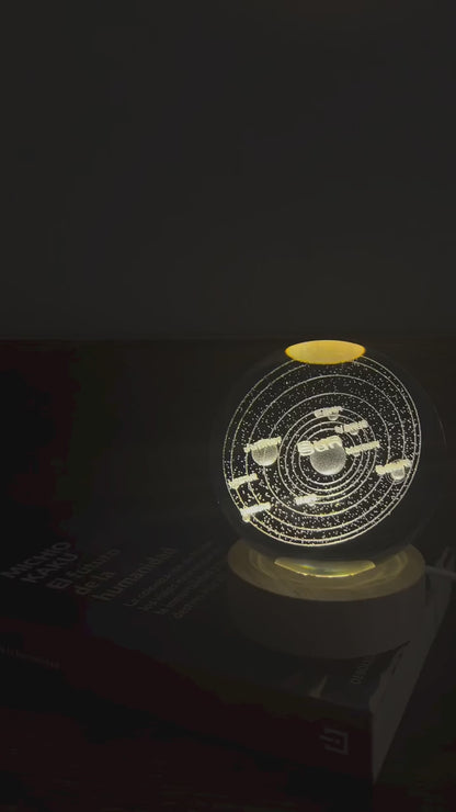 3D Glowing Crystal Ball Night Light with Wooden Base (Assorted Designs)
